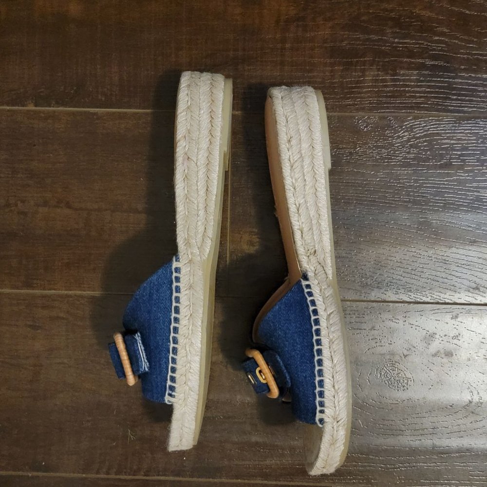 NEW Veronica Beard Apa Buckle Sandal Womens 9 Wedge Espadrille Denim Blue - Picture 4 of 10